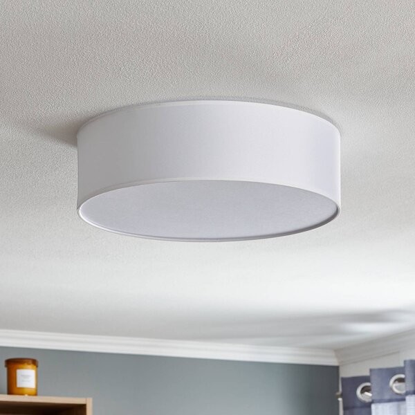 TK Lighting Rondo mennyezeti világítás, fehér Ø 45 cm, dimmelhető, Fehér / opál, Hálószoba, Textil / szövet / selyem, Modern