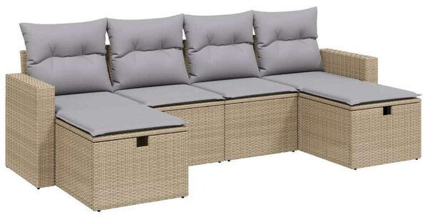 Polyrattan Kerti Ülőgarnitúra - 6 részes - Bézs