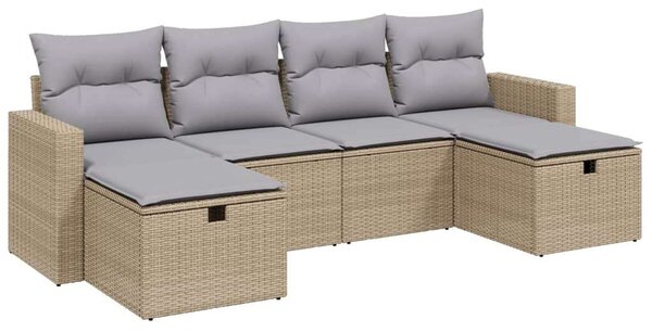 Polyrattan Kerti Ülőgarnitúra - 6 részes - Bézs
