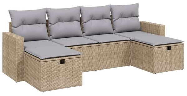Polyrattan Kerti Ülőgarnitúra - 6 részes - Bézs