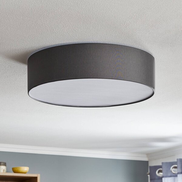 TK Lighting Rondo mennyezeti világítás, szürke Ø 45 cm, dimmelhető, Alu / szürke / cink, Hálószoba, Textil / szövet / selyem, Modern