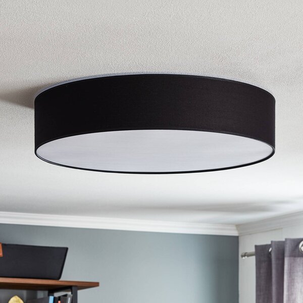 TK Lighting Rondo mennyezeti világítás, sötét szürke Ø 60 cm, dimmelhető, Fekete, Hálószoba, Textil / szövet / selyem, Modern