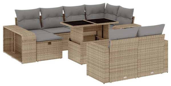 VidaXL Polyrattan Kerti Ülőgarnitúra - 11 részes - Bézs