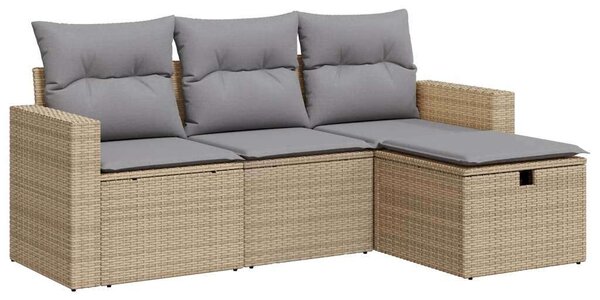 VidaXL 4 részes bézs polyrattan kerti ülőgarnitúra párnákkal