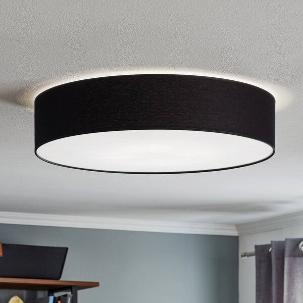 TK Lighting Rondo mennyezeti világítás, sötét szürke Ø 60 cm, dimmelhető, Fekete, Hálószoba, Textil / szövet / selyem, Modern