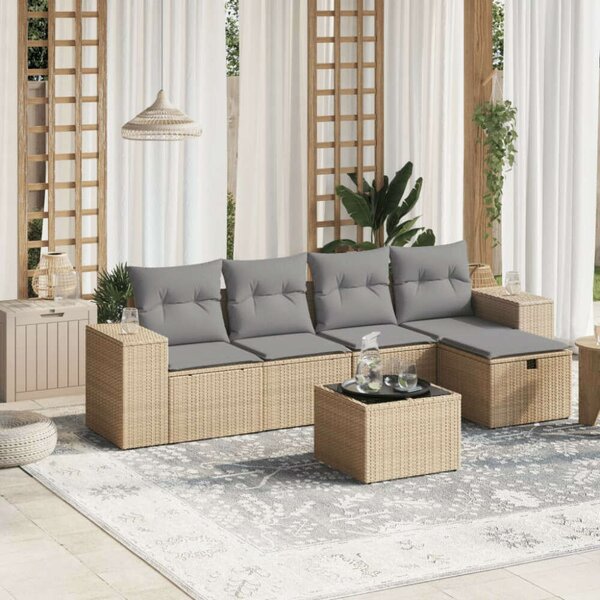 VidaXL Polyrattan Kerti Ülőgarnitúra - 6 részes