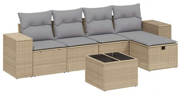 VidaXL Polyrattan Kerti Ülőgarnitúra - 6 részes