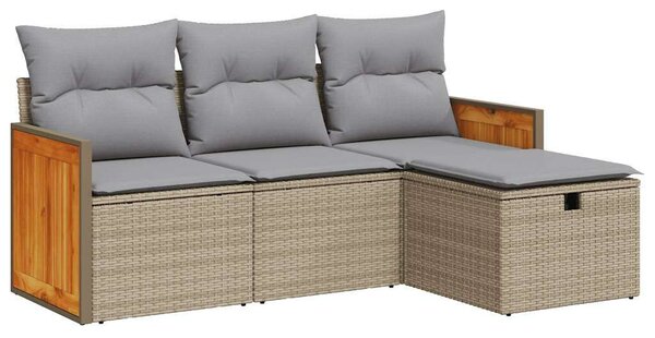 VidaXL 4 részes bézs polyrattan kerti ülőgarnitúra párnákkal