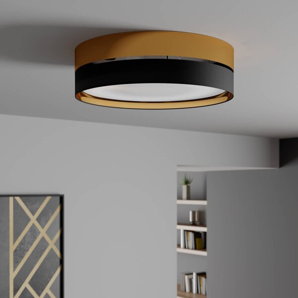 TK Lighting Hilton mennyezeti világítás, fekete/arany, Ø 60 cm, dimmelhető, Fekete, Nappali / Étkező, fém, Modern