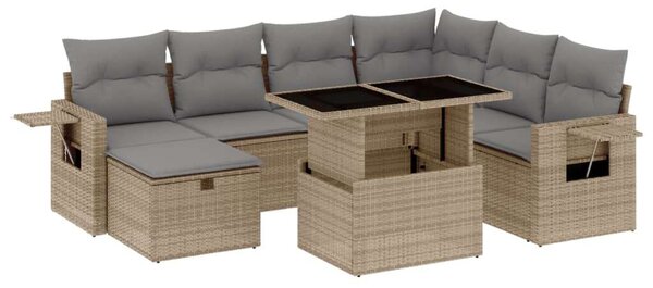 VidaXL Polyrattan Kerti Ülőgarnitúra - 8 részes - Bézs