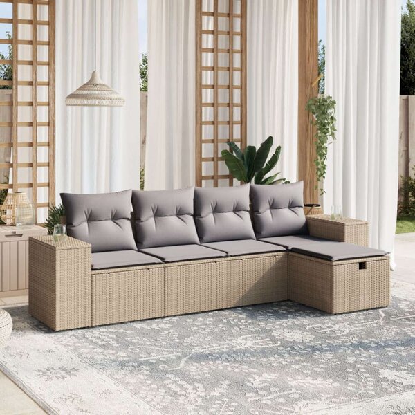 VidaXL Polyrattan Kerti Ülőgarnitúra - 5 részes - Bézs