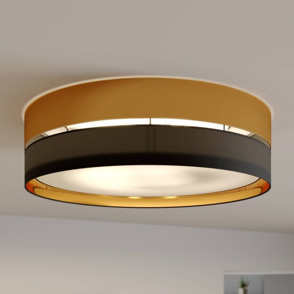 TK Lighting Hilton mennyezeti világítás, fekete/arany, Ø 60 cm, dimmelhető, Fekete, Nappali / Étkező, fém, Modern