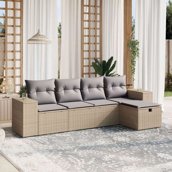 VidaXL Polyrattan Kerti Ülőgarnitúra - 5 részes - Bézs