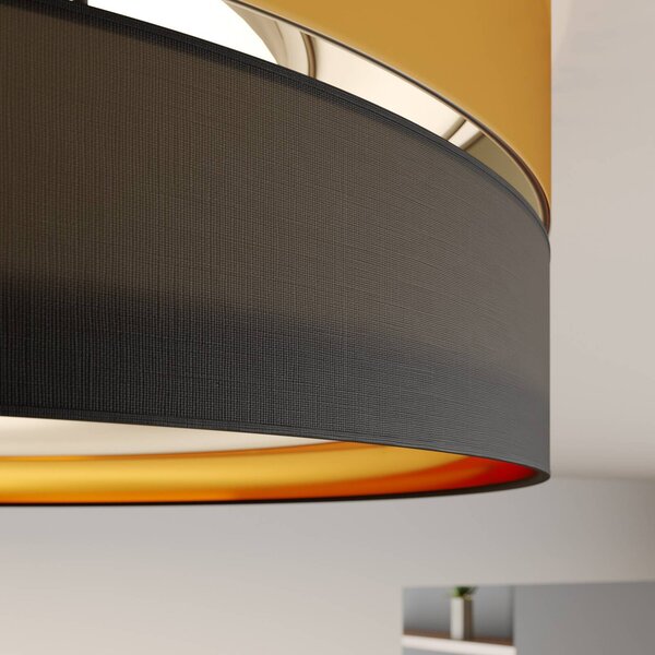 TK Lighting Hilton mennyezeti világítás, fekete/arany, Ø 60 cm, dimmelhető, Fekete, Nappali / Étkező, fém, Modern