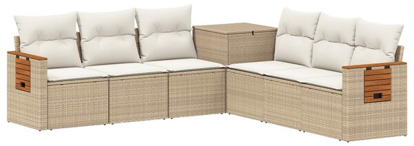 VidaXL Kanapé Szett 7 db Beige és Krémszínű Poli rattan és acél