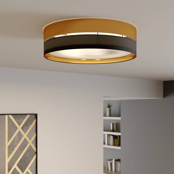 TK Lighting Hilton mennyezeti világítás, fekete/arany, Ø 60 cm, dimmelhető, Fekete, Nappali / Étkező, fém, Modern