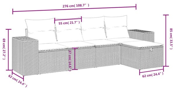VidaXL Polyrattan Kerti Ülőgarnitúra - 5 részes - Bézs