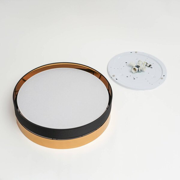 TK Lighting Hilton mennyezeti világítás, fekete/arany, Ø 60 cm, dimmelhető, Fekete, Nappali / Étkező, fém, Modern