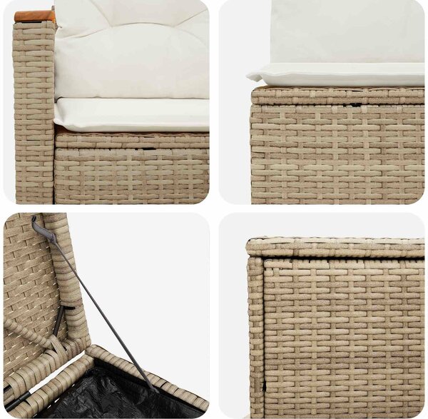 VidaXL Kanapé Szett 7 db Beige és Krémszínű Poli rattan és acél