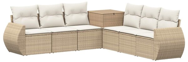 VidaXL Kanapé Szett 7 db Beige és Krémszínű Poli rattan és acél