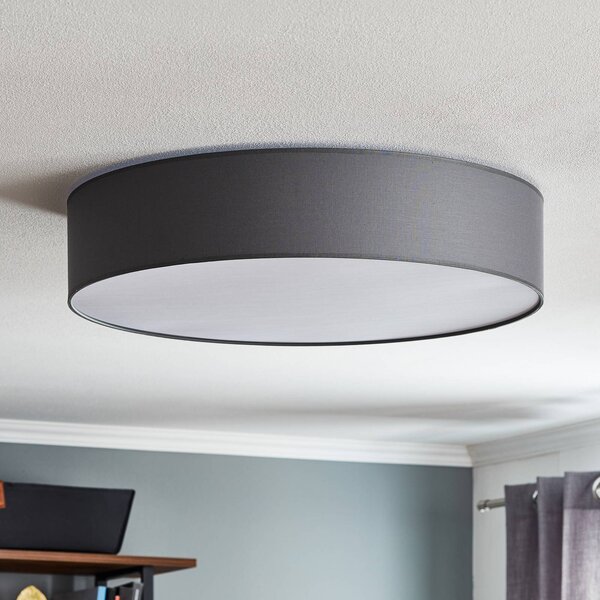 TK Lighting Rondo mennyezeti világítás, szürke Ø 60 cm, dimmelhető, Alu / szürke / cink, Hálószoba, Textil / szövet / selyem, Modern