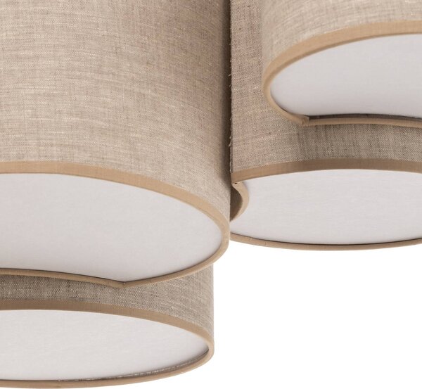 TK Lighting Mona Nature mennyezeti világítás, 5 izzós, természetes vászon, dimmelhető, Nappali / Étkező, Textil / szövet / selyem, Modern