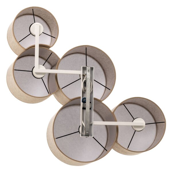 TK Lighting Mona Nature mennyezeti világítás, 5 izzós, természetes vászon, dimmelhető, Nappali / Étkező, Textil / szövet / selyem, Modern