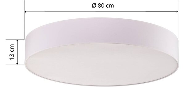 TK Lighting Rondo mennyezeti világítás, fehér Ø 80 cm, dimmelhető, Fehér / opál, Hálószoba, Textil / szövet / selyem, Modern