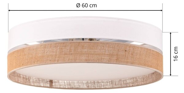 TK Lighting Linobianco mennyezeti világítás, Ø 60 cm, dimmelhető, Barna / rozsda, Nappali / Étkező, Textil / szövet / selyem, Modern