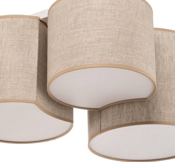 TK Lighting Mona Nature mennyezeti világítás, 3 izzós, természetes vászon, dimmelhető, Nappali / Étkező, Textil / szövet / selyem, Modern