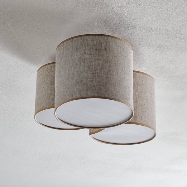 TK Lighting Mona Nature mennyezeti világítás, 3 izzós, természetes vászon, dimmelhető, Nappali / Étkező, Textil / szövet / selyem, Modern