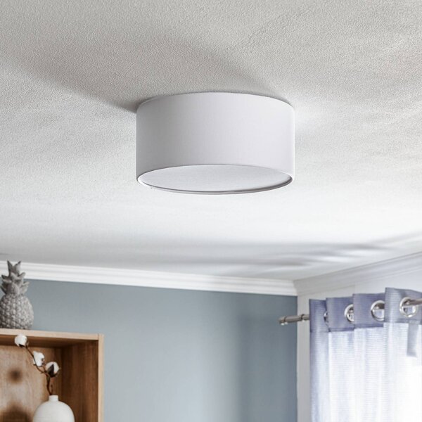 TK Lighting Rondo mennyezeti világítás, fehér, Ø 30 cm, dimmelhető, Fehér / opál, Hálószoba, Textil / szövet / selyem, Modern