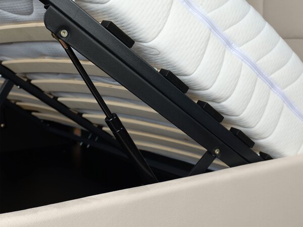MARILLA kárpitozott ágyneműtartós franciaágy 160x200 - bézs