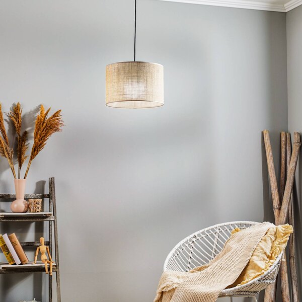 TK Lighting Juta lógó világítás, 1 izzós Ø 30 cm, dimmelhető, Barna / rozsda, Nappali / Étkező, Textil / szövet / selyem