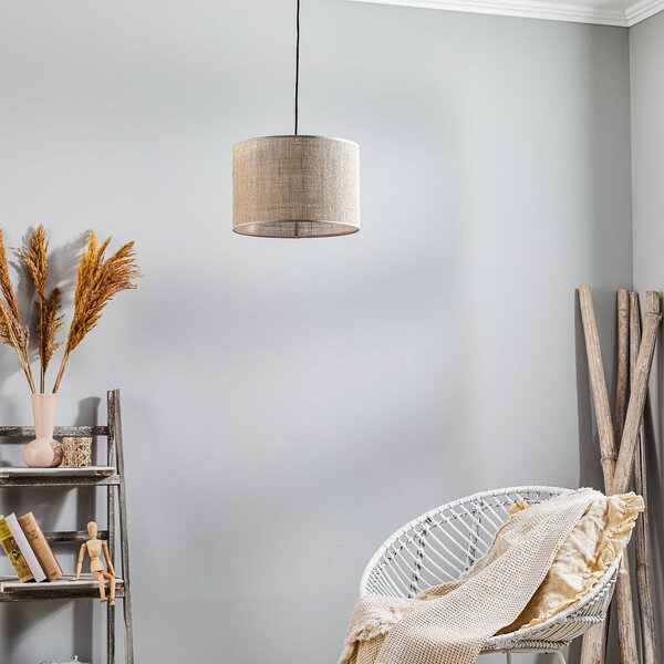 TK Lighting Juta lógó világítás, 1 izzós Ø 30 cm, dimmelhető, Barna / rozsda, Nappali / Étkező, Textil / szövet / selyem