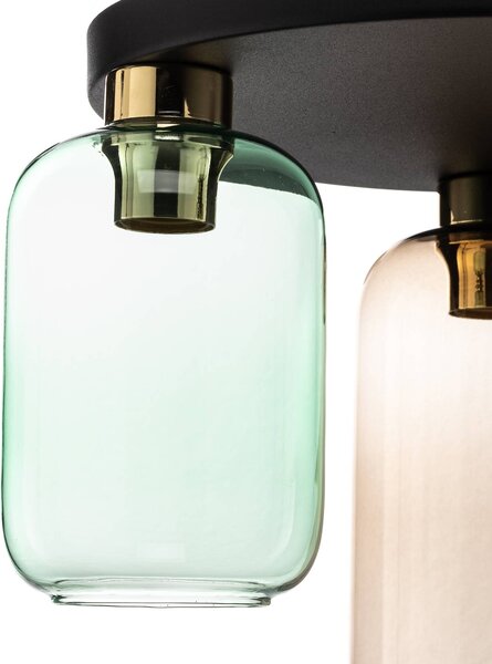 TK Lighting Marco Green mennyezeti világítás, 3 izzós, átlátszó/zöld/barna, dimmelhető, Tiszta / átlátszó, Nappali / Étkező, Üveg, Modern