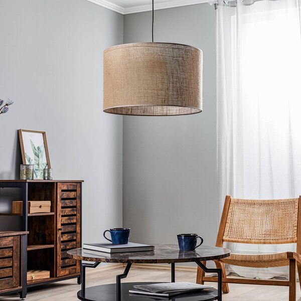 TK Lighting Juta lógó világítás, 1 izzó Ø 50 cm, dimmelhető, Barna / rozsda, Nappali / Étkező, Textil / szövet / selyem