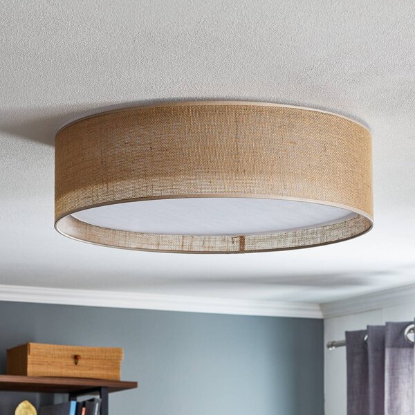 TK Lighting Juta mennyezeti világítás, Ø 60 cm, dimmelhető, Barna / rozsda, Nappali / Étkező, Textil / szövet / selyem