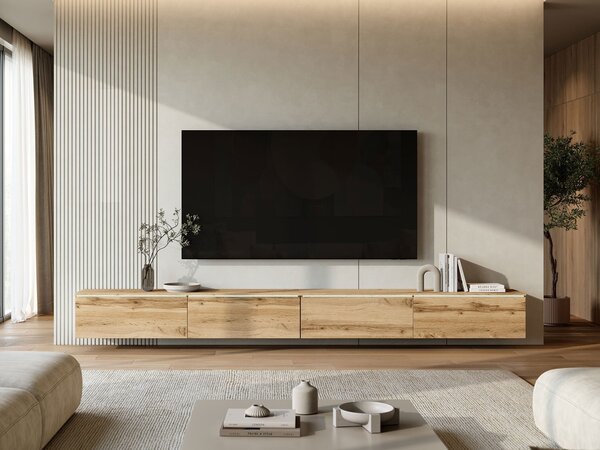 TV-állvány Sarasota 199, Laminált forgácslap, 32x300x33cm, Wotan tölgy