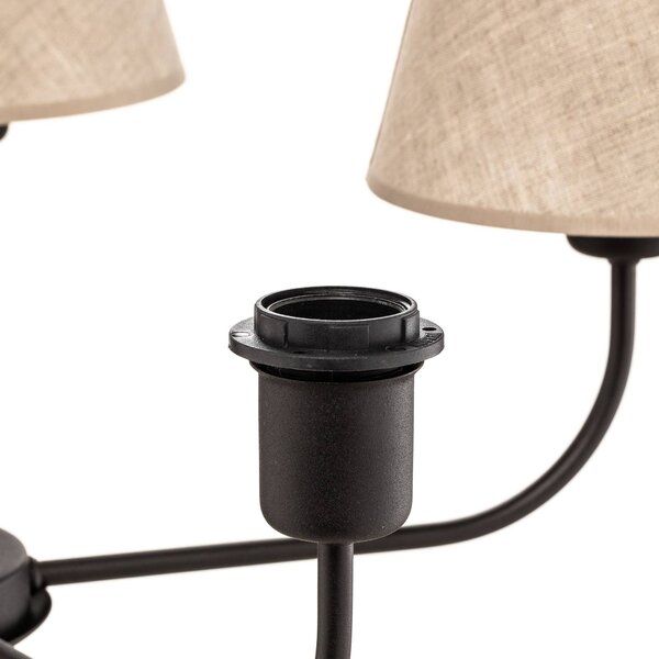 TK Lighting Chicago csillár, vászon árnyékoló, 5 izzós, dimmelhető, Krém / borostyánsárga, Nappali / Étkező, Textil / szövet / selyem