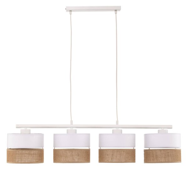 TK Lighting Linobianco lógó világítás, lineáris, 4 izzós, dimmelhető, Fehér / opál, Nappali / Étkező, Textil / szövet / selyem, Modern