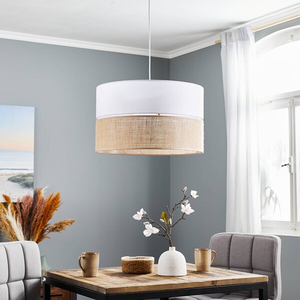 TK Lighting Linobianco lógó világítás juta, dimmelhető, Fehér / opál, Nappali / Étkező, Textil / szövet / selyem, Modern