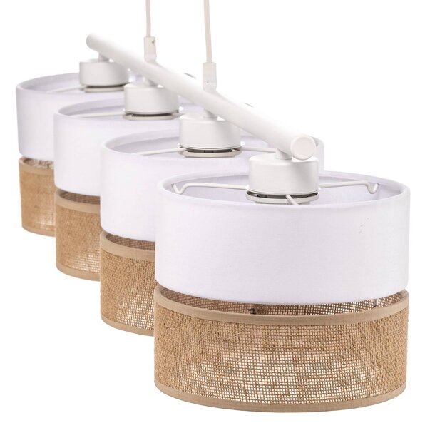 TK Lighting Linobianco lógó világítás, lineáris, 4 izzós, dimmelhető, Fehér / opál, Nappali / Étkező, Textil / szövet / selyem, Modern