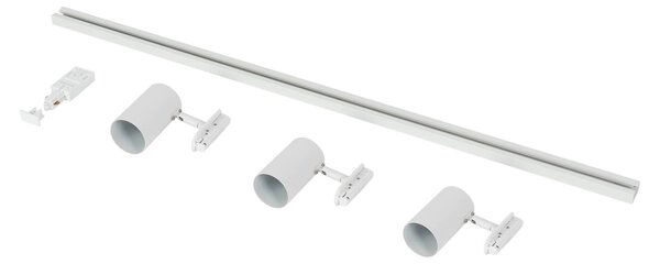 Lindby 1-körös sínrendszer Linaro, GU10, 3-lámpás, fehér, dimmelhető, Fehér / opál, Folyosó, Alumínium, Modern