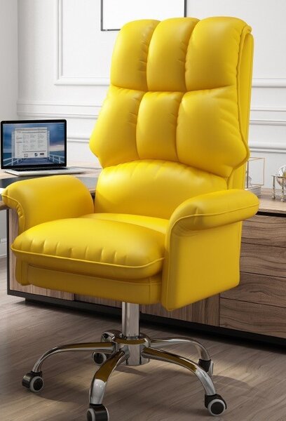 Luxus főnöki, vezetői irodai forgószék, extra puha ülőfelülettel, lábtartóval - Sárga