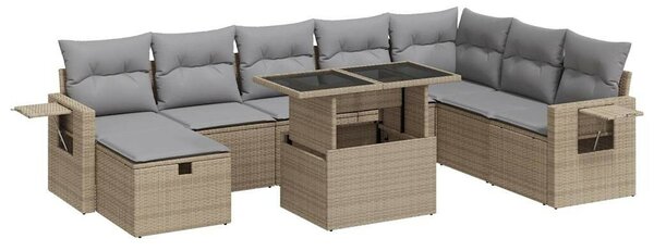 VidaXL Polyrattan Kerti Ülőgarnitúra - 9 részes - Bézs