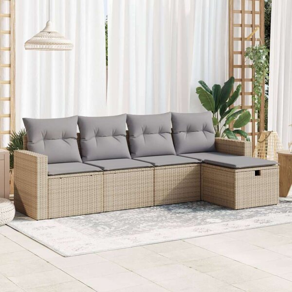 VidaXL Polyrattan Kerti Ülőgarnitúra - 5 részes - Bézs