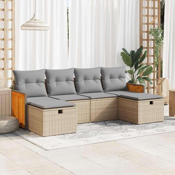 VidaXL Polyrattan Kerti Ülőgarnitúra - 6 részes - Bézs