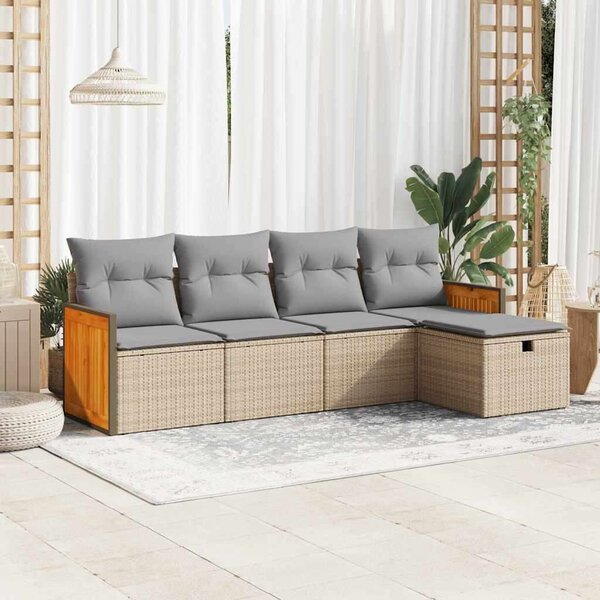 VidaXL 5 részes Polyrattan Kerti Ülőgarnitúra - Bézs
