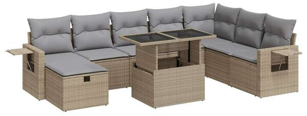 VidaXL Polyrattan Kerti Ülőgarnitúra - 9 részes - Bézs
